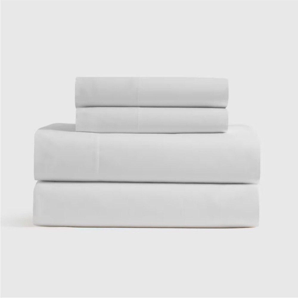 QUINCE Classic Organic Percale Sheet Set Queen White 4849